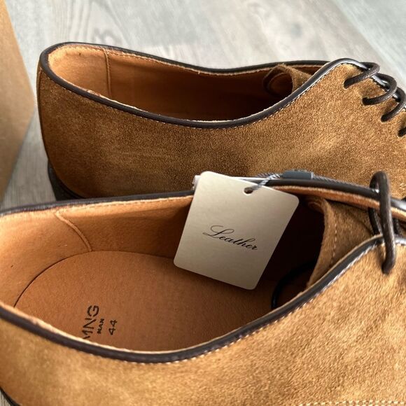 Mango Man Genuine Suede Derby Shoes Brown Leather Sole US 10.5 main image 10